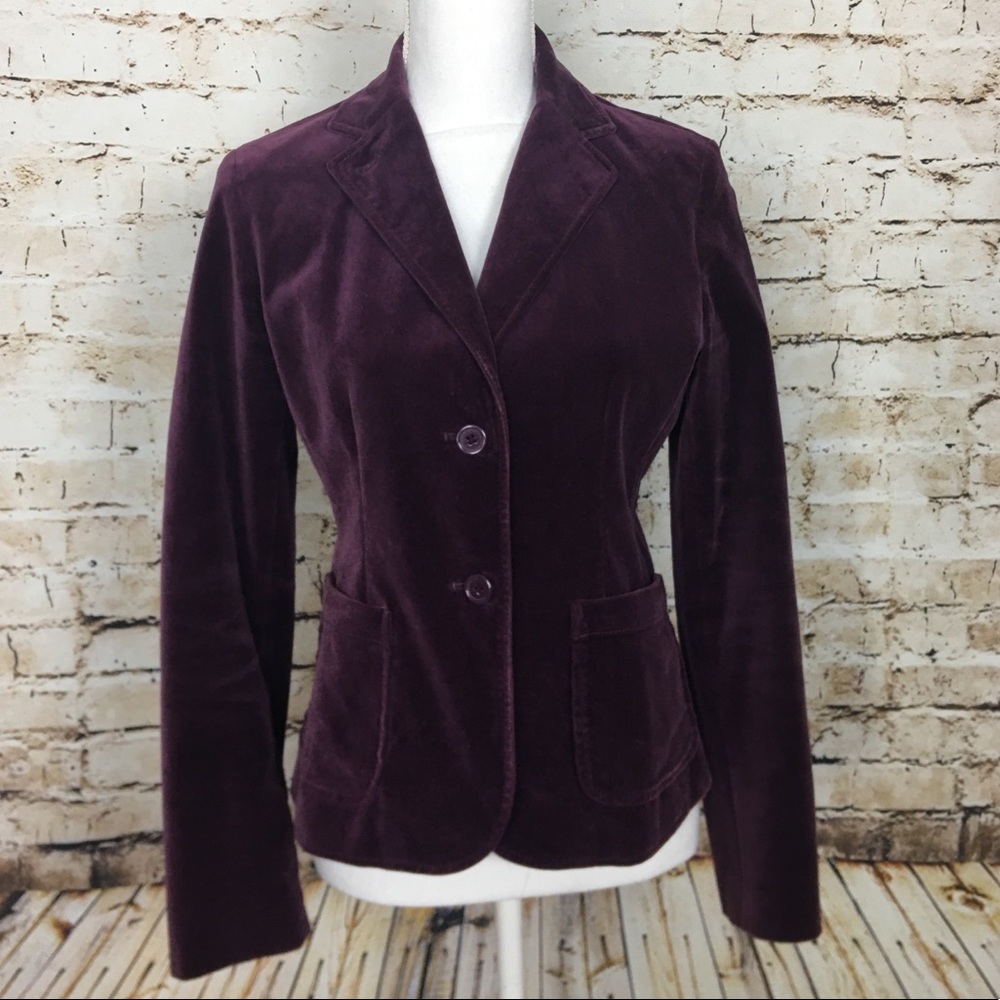 GAP Purple Velveteen Fitted Two Pocket Blazer